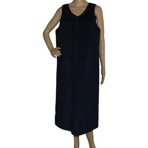 Southern Lady Jumper Dress Womens MP medium petite Navy Blue Long Midi corduroy